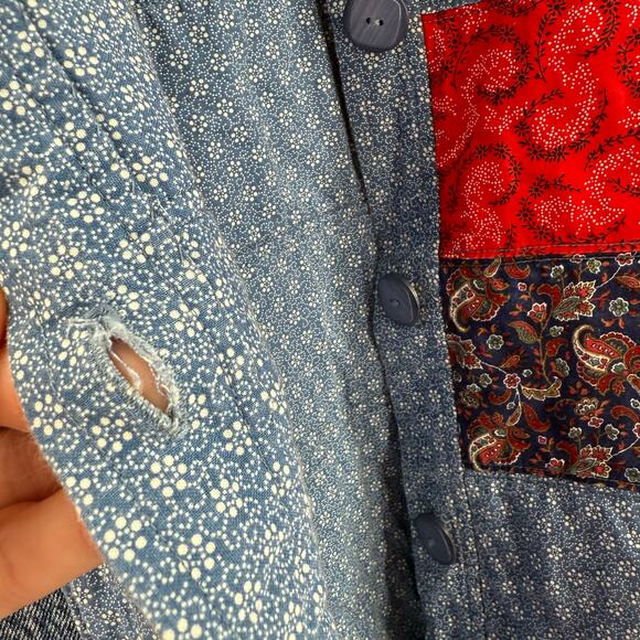 Vintage Jacket SZ Medium/Large Upcycled Handmade Patchwork Denim Quilt Cottage - Picture 5 of 16